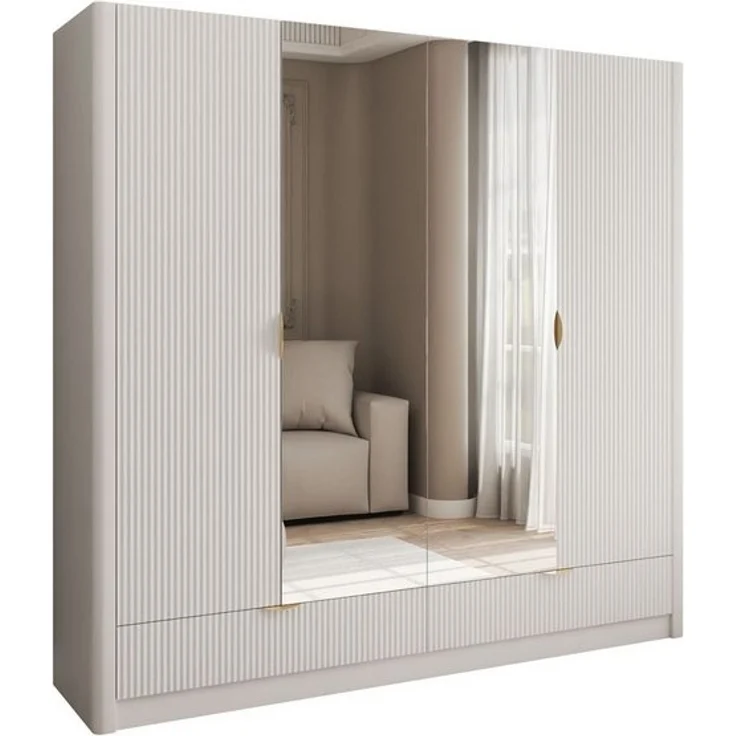 Lookway Kleiderschrank SCARLETT mit Schubladen und Spiegel Breite: 213 cm – Bild 4