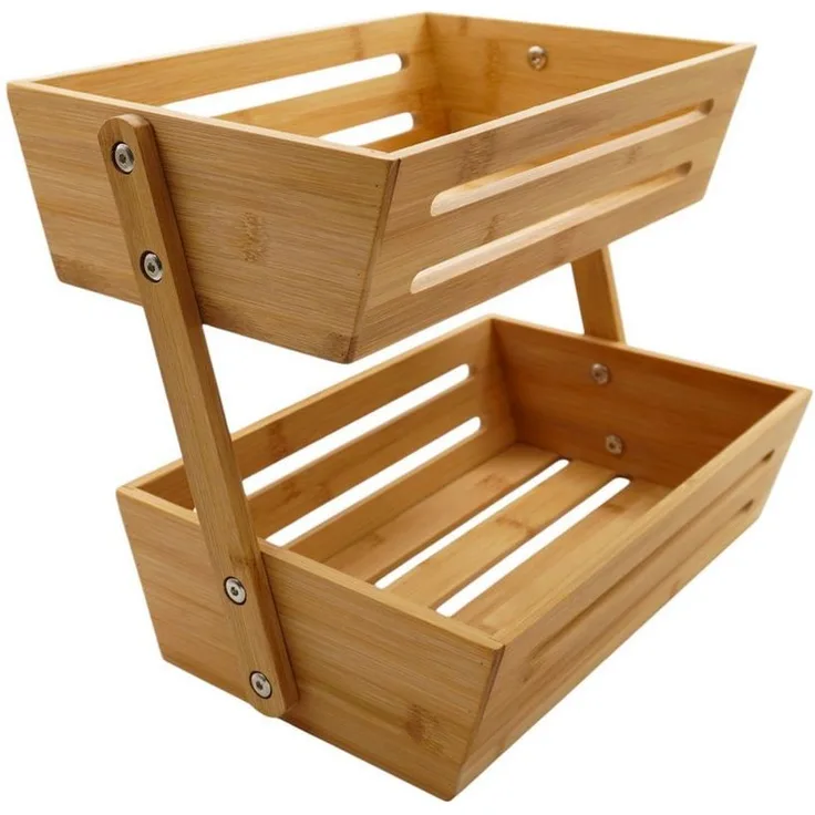 hausleben Obstschale Obstkorb mit 2 Etagen 34 x 22 x 28 cm, (1-tlg), Obstschale Obst Halter, Küche Ablagekorb Brot Snacks Korb