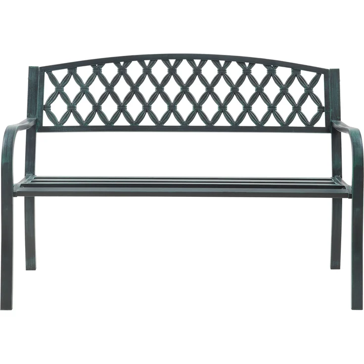 Gartenbank Opsasar Stahl 127x53,5x88 cm Dunkelgrau mit grüner Patina [casa. pro] – Bild 5