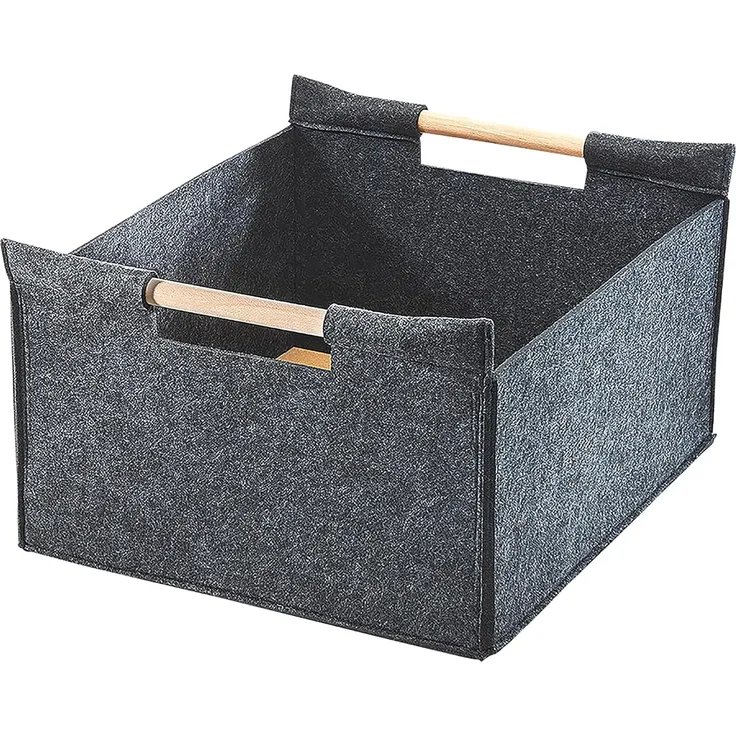 Kobolo Kaminholzkorb Holztrage Holzkorb Feuerholzkorb aus Filz, mit Holzgriffen