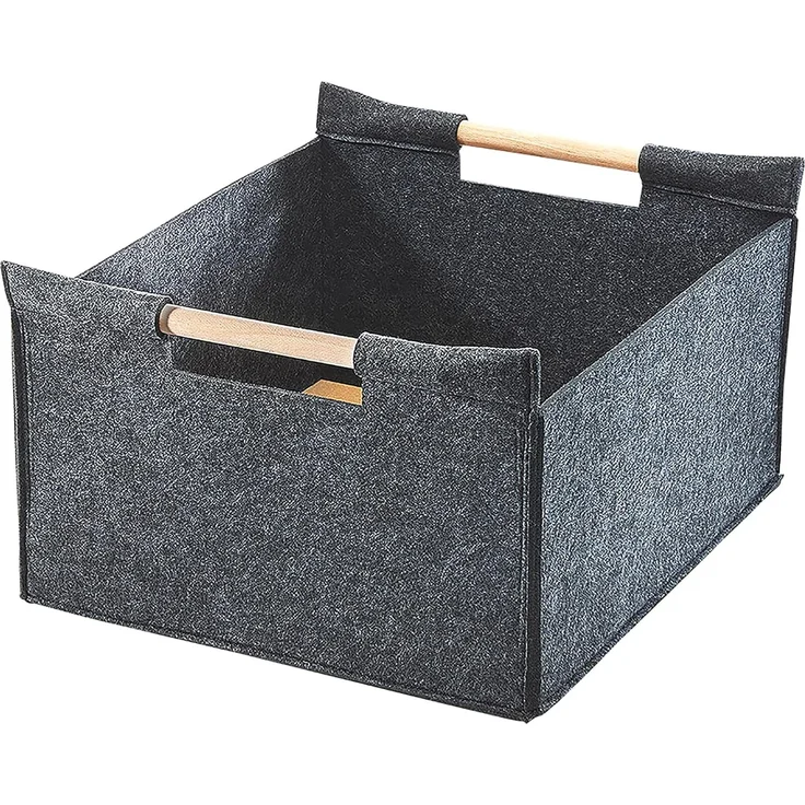 Kobolo Kaminholzkorb Holztrage Holzkorb Feuerholzkorb aus Filz, mit Holzgriffen – Bild 1