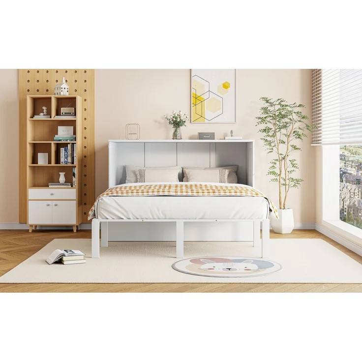 Novelux Schrankbett 140x200 cm vertikales Wandklappbett mit Lattenrost – Platzsparendes Jugendbett für kleine Räume, Holz & Metall, Weiß/Grau, bis 200kg – Bild 7