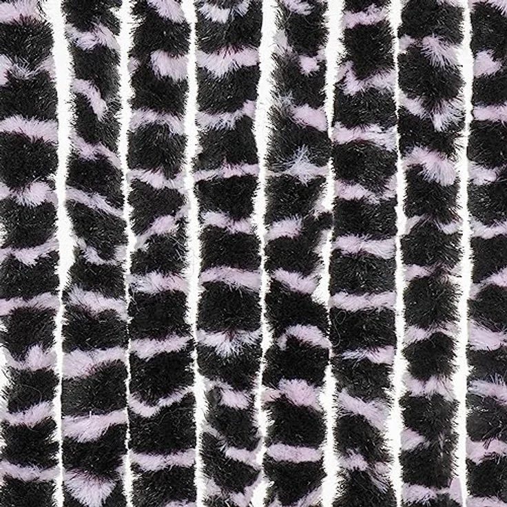 Moritz Flauschvorhang aus Chenille 56 x 185 cm pink schwarz gestreift Türvorhang als Fliegenschutz Insektenschutz für Camping Wohnwagen – Bild 1