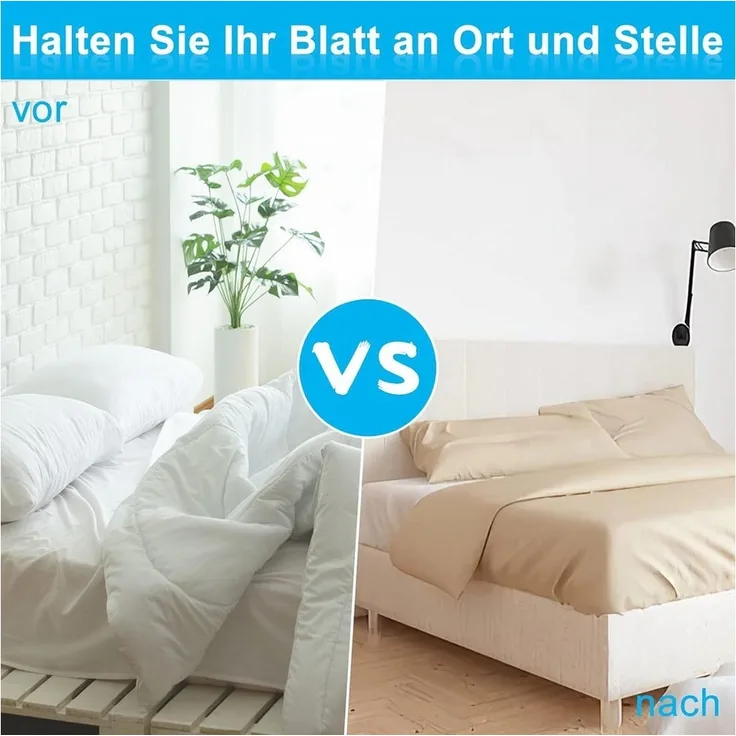 FELIXLEO Spannbettlaken Bettlakenspanner 8 Stück Elastisch mit Metallclips Weiß, (8 Stück)