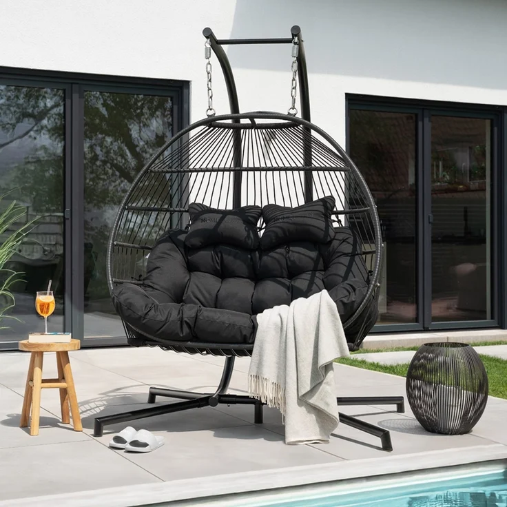 HOME DELUXE Hängesessel LOMA – 2 Sitzer Schwarz – Bild 1