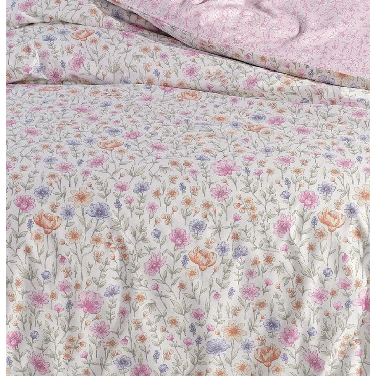 Leonado Vicenti Wendebettwäsche 200x200 Bezug 80x80 Doppel Kissen Hochwertige Polycotton Rosa Blumen, Renforcé, 3 teilig, mit verdecktem Reißverschluss, Wendebettwäsche – Bild 3