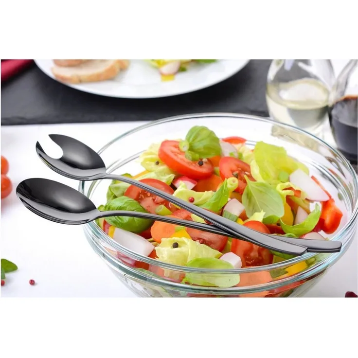 Salatbesteck 2-tlg, Edelstahl, schwarz
