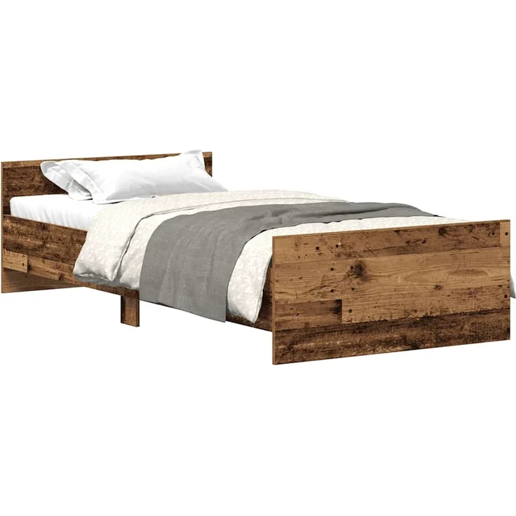 vidaXL Bettgestell ohne Matratze Altholz-Optik 75x190 cm Holzwerkstoff 862310 – Bild 1