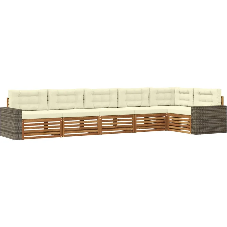 vidaXL Outdoor-Sofagarnitur 6 stk. 6-Sitzer Natur und Creme 3383428 – Bild 2