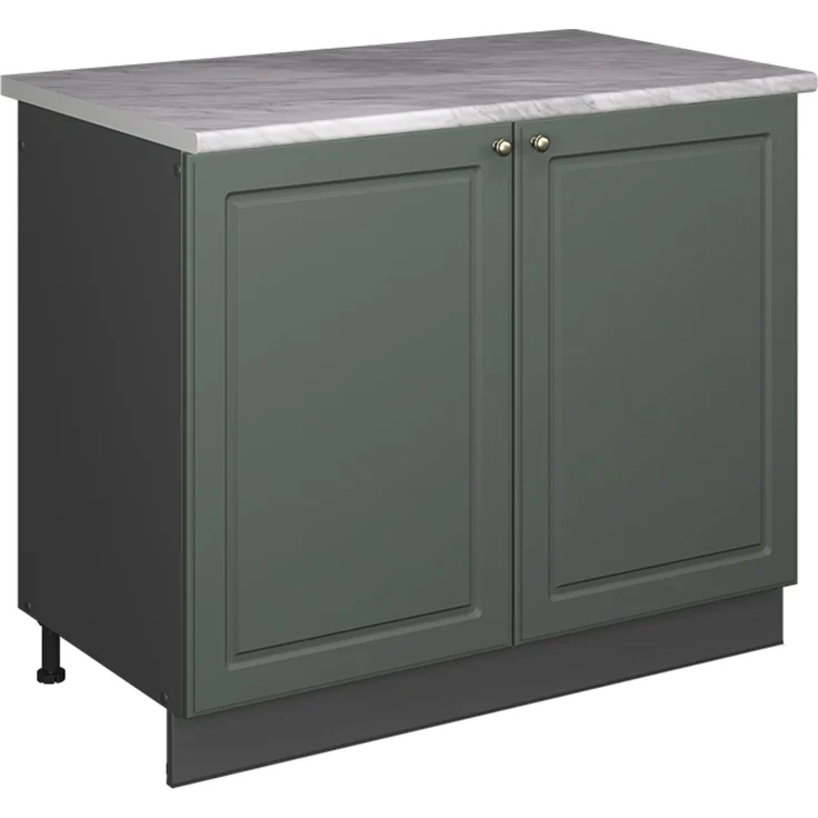 Spülenunterschrank Fame-Line Grün-Gold Landhaus/Anthrazit 100 cm, AP Marmor Vicco – Bild 1