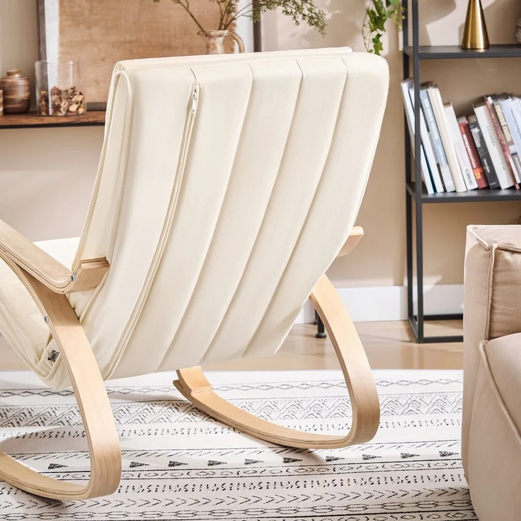 SoBuy FST16-W Schaukelstuhl, Stoff, Lackiert, Weiß, 60 x 90 x 56 cm – Bild 9