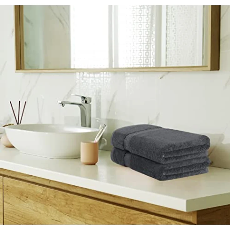 Utopia Towels - 8 teilig Handtücher Set aus Baumwolle mit Aufhänger - 2 Badetuch, 2 Handtücher und 4 Washclappen - (Grau) – Bild 8