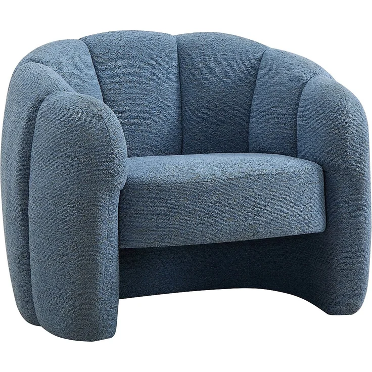 Vente-unique - Muschelsessel - Chenille-Stoff - Blau - DELIPO – Bild 4
