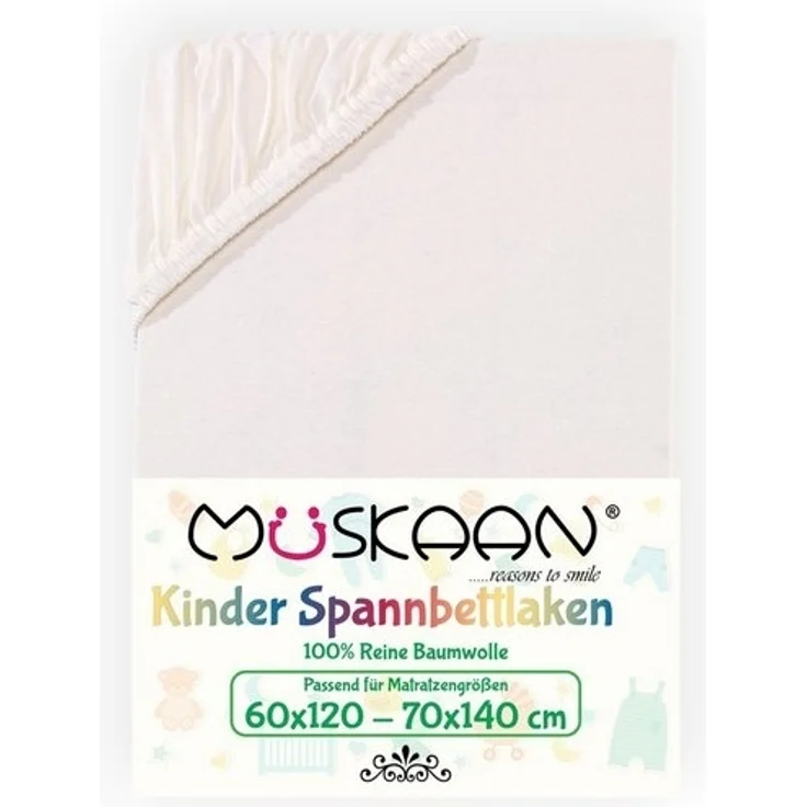 Müskaan Spannbettlaken Kinder Spannbetttuch 60x120 - 70x140 cm Bettlaken Tuch 100% Baumwolle, Jersey, Gummizug: Rundumgummizug, Matratzen Bezug bis 12cm Matratzenhöhe – Bild 4