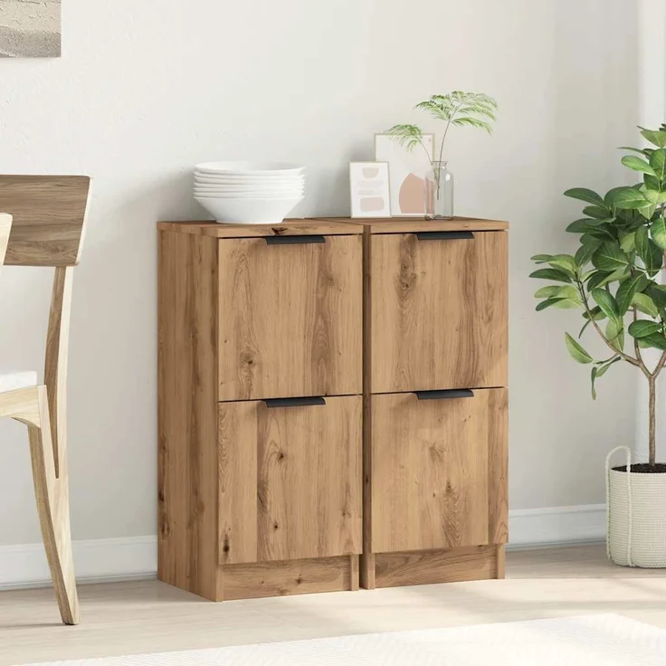 vidaXL Sideboards 2 Stk. Artisan-Eiche 30x30x70 cm Holzwerkstoff 856962 – Bild 2