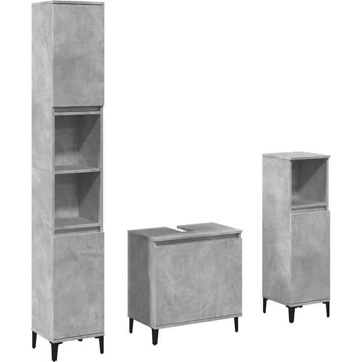 vidaXL 3-tlg. Badmöbel-Set Betongrau Holzwerkstoff 3324948 – Bild 1