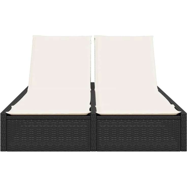 vidaXL Doppel-Sonnenliege mit Kissen Schwarz Poly Rattan 368628 – Bild 2