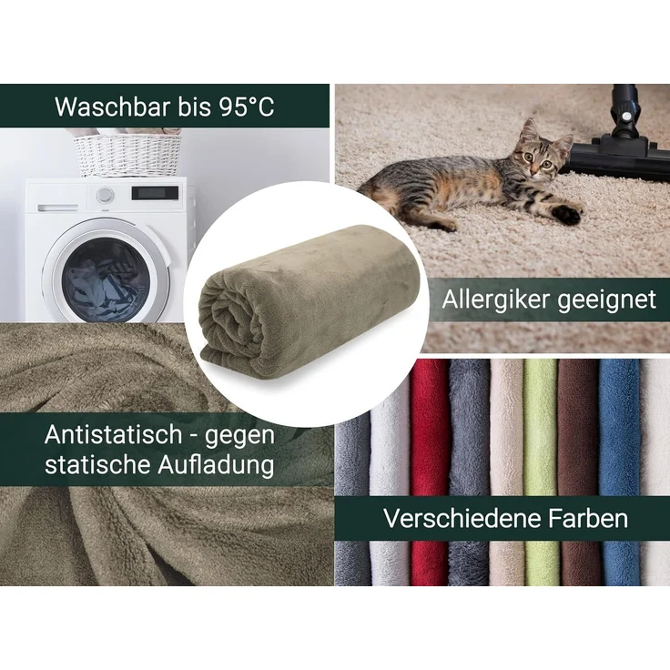 ZOLLNER Kuscheldecke, 150x200 cm, stone – Bild 4