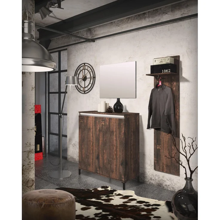 Garderobenpaneel >GENIO industrial< in Eiche, Holzwerkstoff - 40x170x26 (BxHxT) – Bild 7