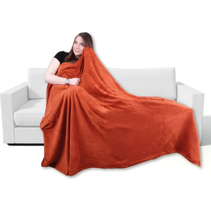 Kuscheldecke supersofte Tagesdecke vielseitig verwendbare Microfaser-Decke, flauschig und anschmiegsam in vielen verschiedenen modischen Farben erhältlich (terracotta - ochre / 70x100 cm) – Bild 1