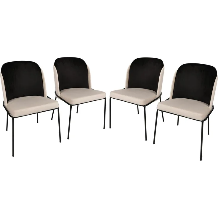 Skye Decor 'Dore 145 V4' Stuhlset (4-teilig), Schwarz / Creme, 54 x 86 x 55 cm