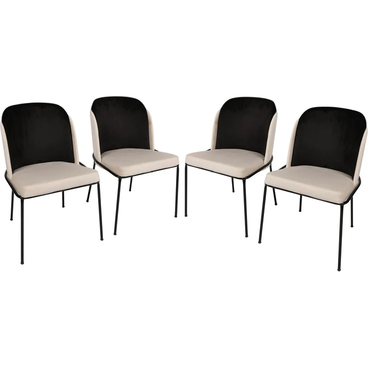 Skye Decor 'Dore 145 V4' Stuhlset (4-teilig), Schwarz / Creme, 54 x 86 x 55 cm – Bild 1