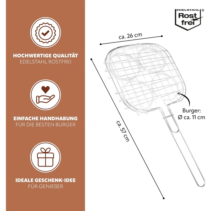 bremermann Grillguthalter Burger-Grillhalter für 4 Burger Patties // ca. 57 x 26 cm – Bild 7
