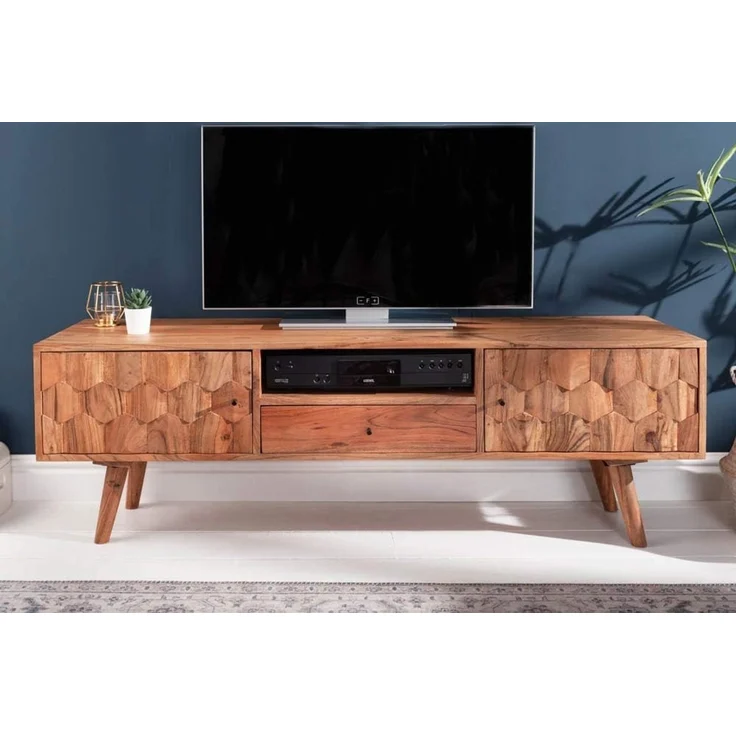 riess-ambiente Lowboard MYSTIC LIVING 140cm natur, Massivholz · TV-Schrank · Akazie · Wohnzimmer · Retro – Bild 4