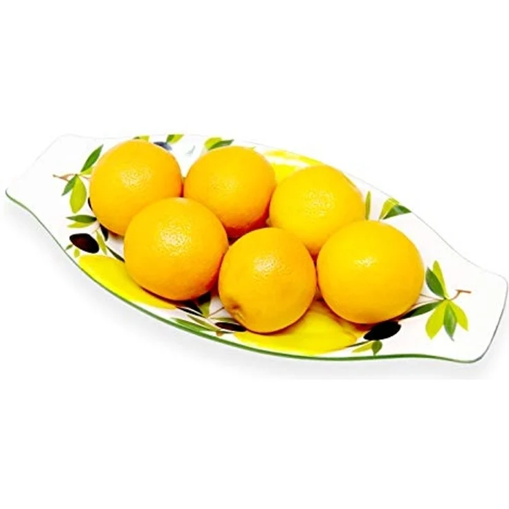 Lashuma Servierplatte Marienkäfer Zitrone, Keramik, (1-tlg), Handgemachte Salatplatte mit Rand 38x19 cm – Bild 7