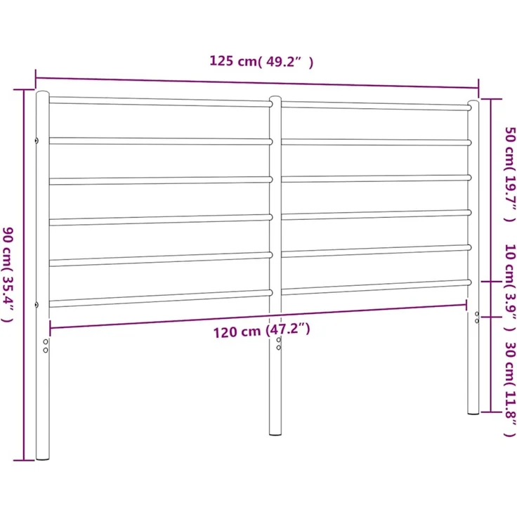 vidaXL Ersatz-Kopfteil Metall Schwarz 120 cm – Bild 6