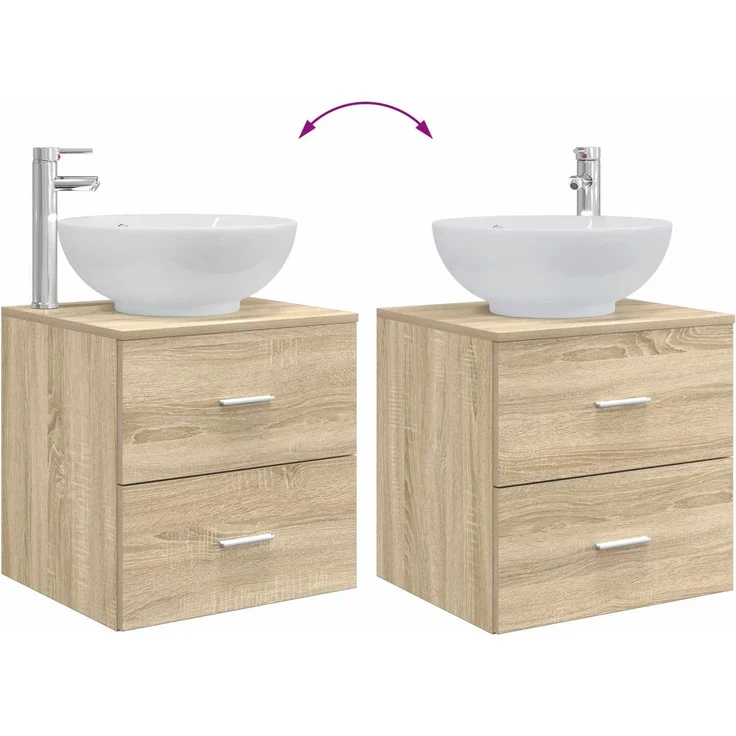 vidaXL Badezimmerschrank-Set 3 stk. Sonoma-Eiche 129 x 44,5 x 80 cm 3405909 – Bild 10