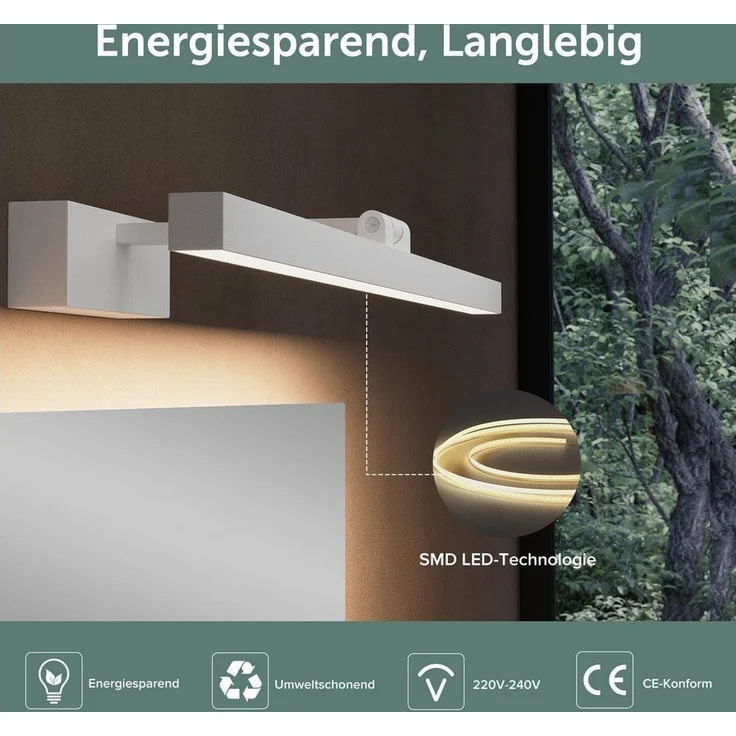 doporro LED Spiegelleuchte Wandlampe Wandleuchte Spiegellampe 40/60cm 9W/14W LED Strahlenschön – Bild 2