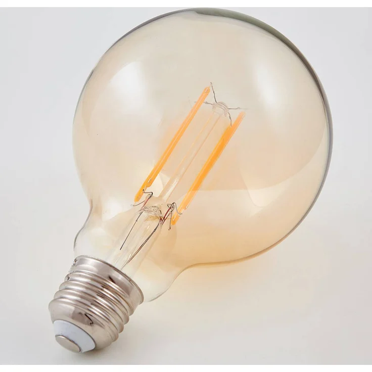 LINDBY E27 LED-Globelampe Filament 6W 500lm, amber 1.800K, nicht dimmbar, 320° Abstrahlwinkel