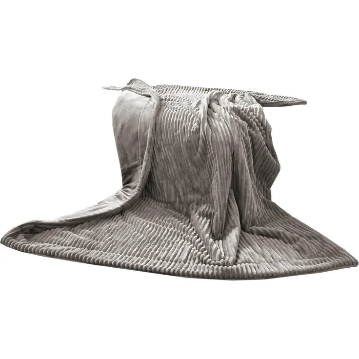 Gözze Wohndecke, kuschelweich, 1620g/Stück, Cord Optik, Polyester, Silber, 150x200 cm – Bild 3