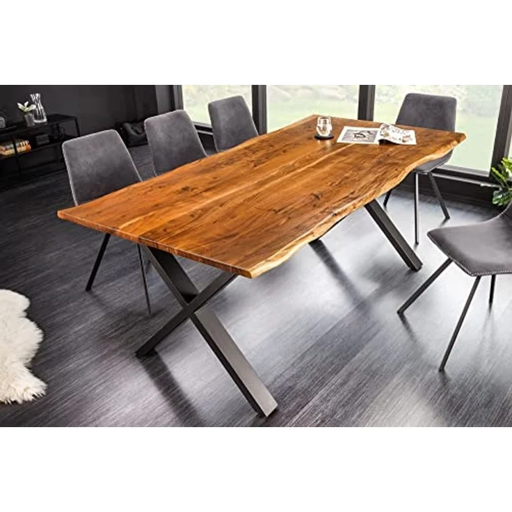 riess-ambiente Baumkantentisch MAMMUT NATURE 180cm braun / schwarz (Einzelartikel, 1-St), Massivholz · Metall · 2,5cm Tischplatte · X-Gestell · Industrial – Bild 4