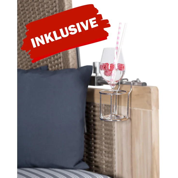 Strandkorb Komplettset - bene living - Ammersee Teak - PE grau - Modell 504 - inkl. Liftersystem – Bild 8