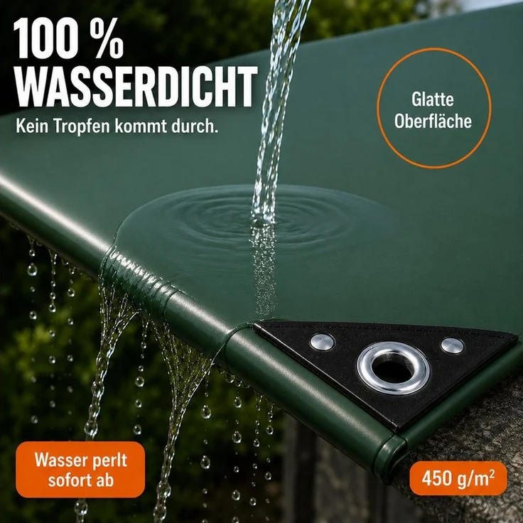 NEMAXX Schutzplane 450 g/m² PVC Abdeckplane wasserdicht reißfest UV mit Aluminium-Ösen (Massiv statt billig: trotzt Sturm, Regen und Schnee im Dauereinsatz, Verschweißter Saum, verstärkte Ecken: spannt straff und reißt nicht), 4 Farben, 15 Größen: Ihre... – Bild 4