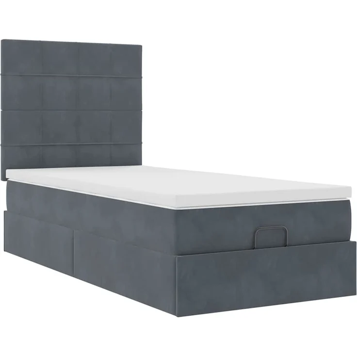 vidaXL Ottoman-Bett mit Matratzen & LEDs Dunkelgrau 100x200 cm Samt 3314301 – Bild 5