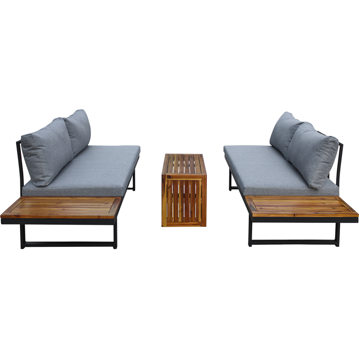 LC Garden 'Sungardo' Gartenlounge-Set, 3-tlg. mit Auflagen, individuell stellbar, Aluminium anthrazit/braun, 70x35x41 cm – Bild 4