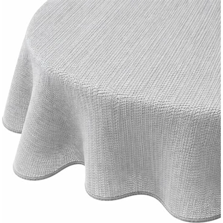 Brandsseller Gartentischdecke Ø 140 cm Tischdecke mit Paspel Outdoor Tischtuch rund Weichschaum für Garten, Terrasse, Balkon wetterfest rutschfest - Hellgrau – Bild 2