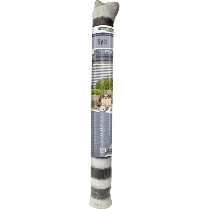 Windhager Balkonsichtschutz Sylt 0,9x5 m grau/weiß