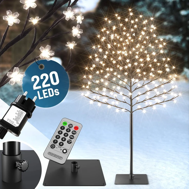 Deuba Kirschblütenbaum 220 cm 220 LED warmweiß Fernbedienung – Bild 1
