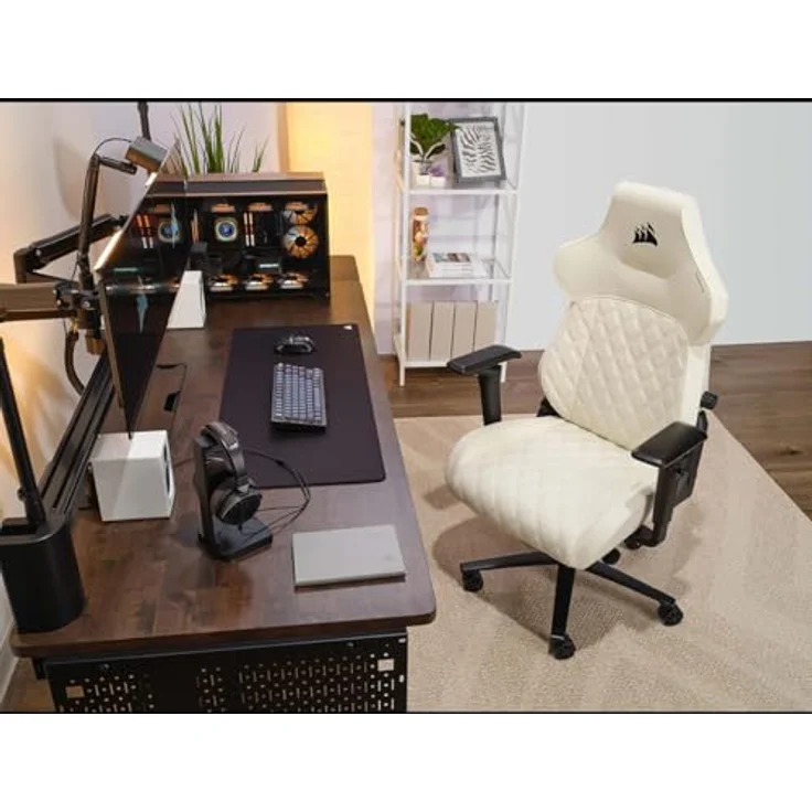 Corsair TC500 Luxe Gaming-Stuhl mit verstellbarer Lendenstütze und Omniflex-Armlehnen, Frost – Bild 2