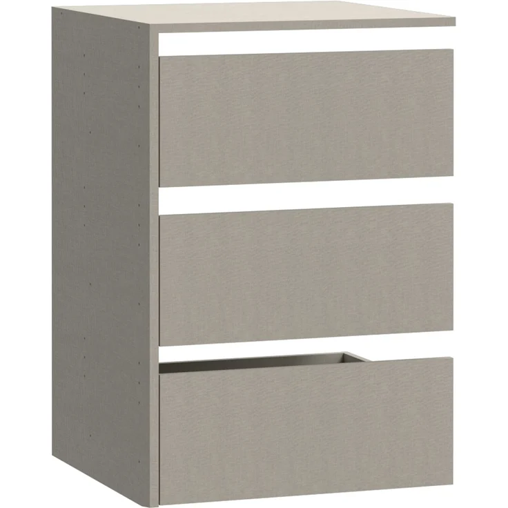 Forte SCHACH & MATT 2 Schubladenblock mit 3 Schubladen, Innenkommode für Kleiderschrank, Holzwerkstoff, Grau Textilnachbildung, 53,5 cm breit x 78,2 cm hoch x 52,7 cm tief – Bild 2