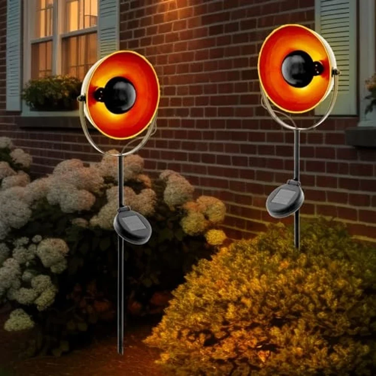 LED Solarleuchte, Erdspieß, Stahl, schwarz-orange, Höhe 61 cm – Bild 7