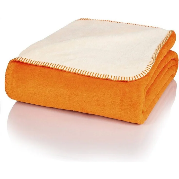 Wolldecke J2BO Kuscheldecke Baumwolle, Blume des Lebens Orange-Ecru, 150x200cm, Glart – Bild 3