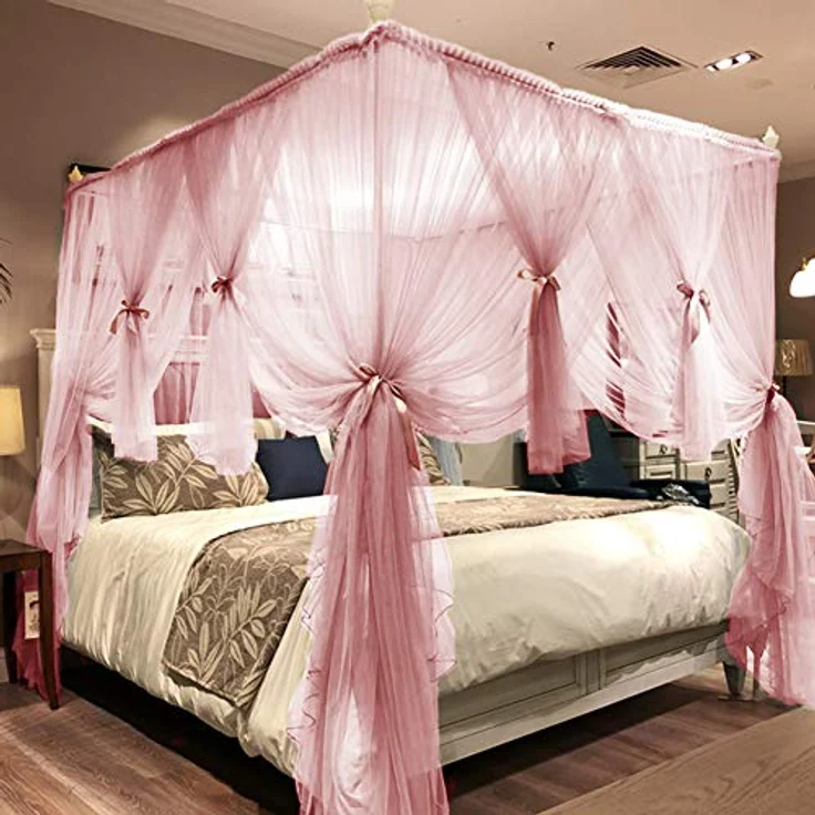 Joyreap Betthimmel-Vorhang mit 4 Ecken, für Mädchen und Erwachsene, königliches, luxuriöses, gemütliches Fallnetz, Dekorationszubehör (218.4 cm Bx198.1 cm L, Kingsize) – Bild 2