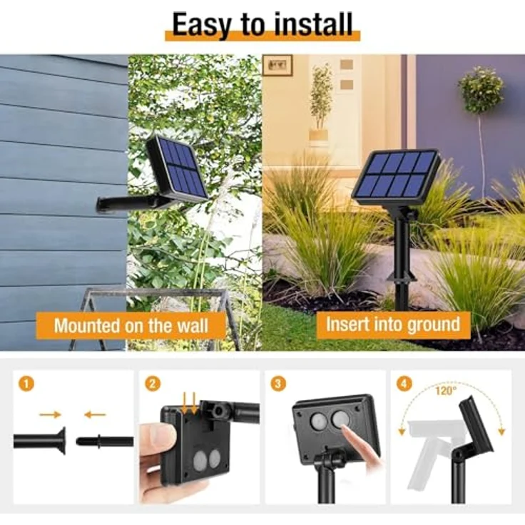btfarm Solar Lichterkette Aussen, 2x15M 150 LED Solarlichterkette Außen Wetterfest 8 Modi IP65 Wasserdicht Kupferdraht Lichterkette Außen Solar Outdoor für Garten Terrasse Baum Hof Party (Warmweiß) – Bild 8