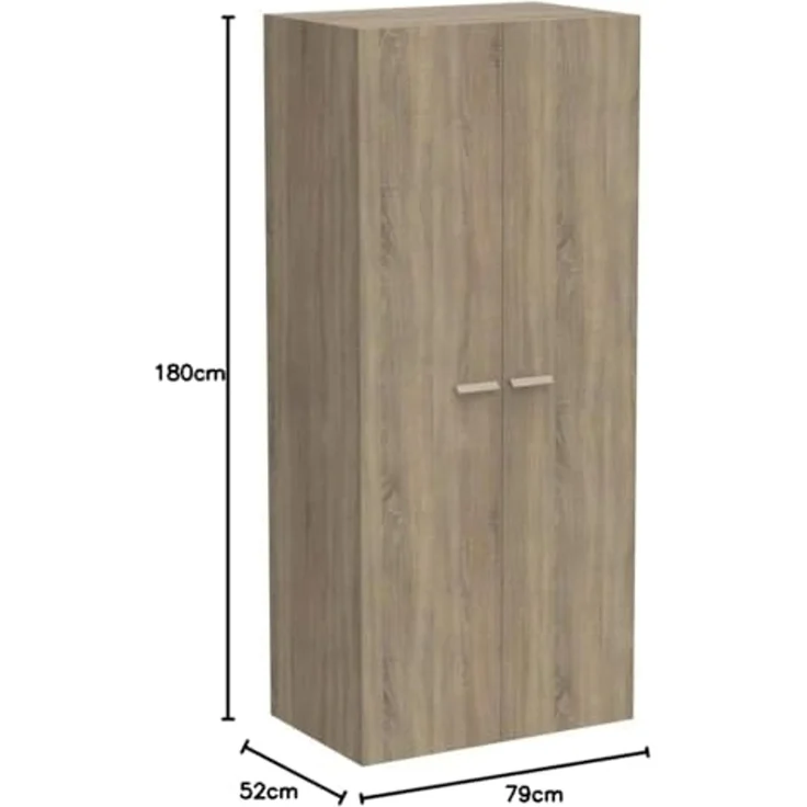 Muebles Pitarch | Schlafzimmerschrank 2 Türen, Cambrian Eiche, 180 x 79 x 52 cm (Höhe x Breite x Tiefe), Modernes Beistellmöbel, Kollektion Tibet – Bild 3