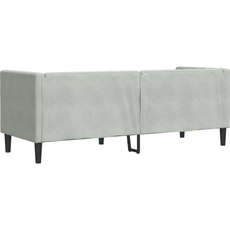 vidaXL Chesterfield-Sofa mit Nackenrollen 3-Sitzer Hellgrau Samt 372693 – Bild 5